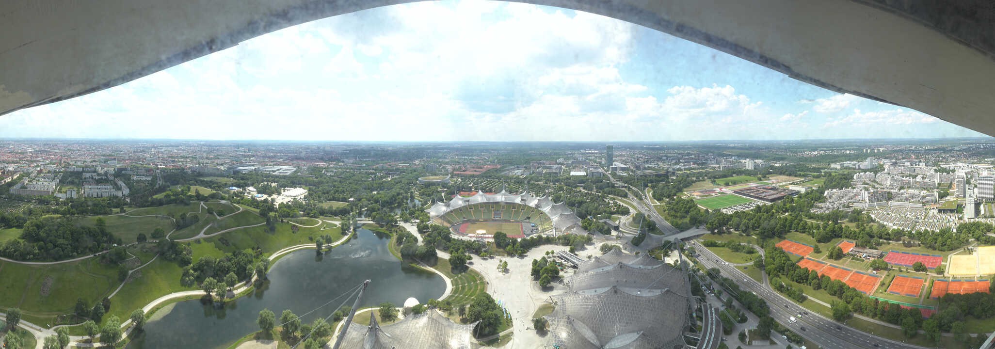 Archiv Foto Webcam München: Panorama Olympiastadion und Olympiapark
