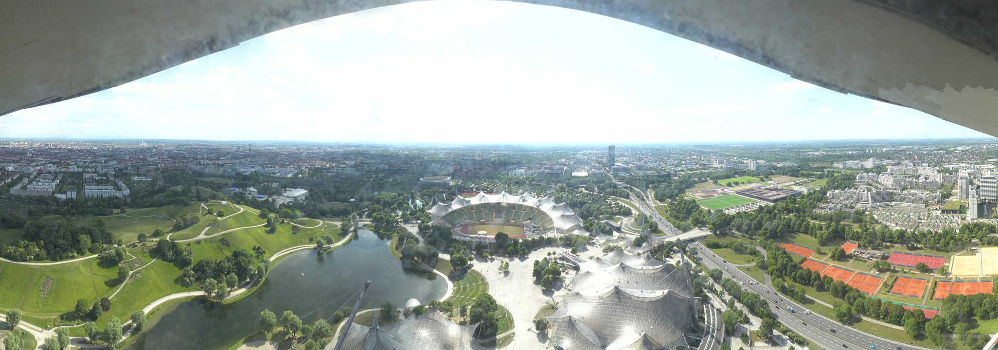 Archiv Foto Webcam München: Panorama Olympiastadion und Olympiapark