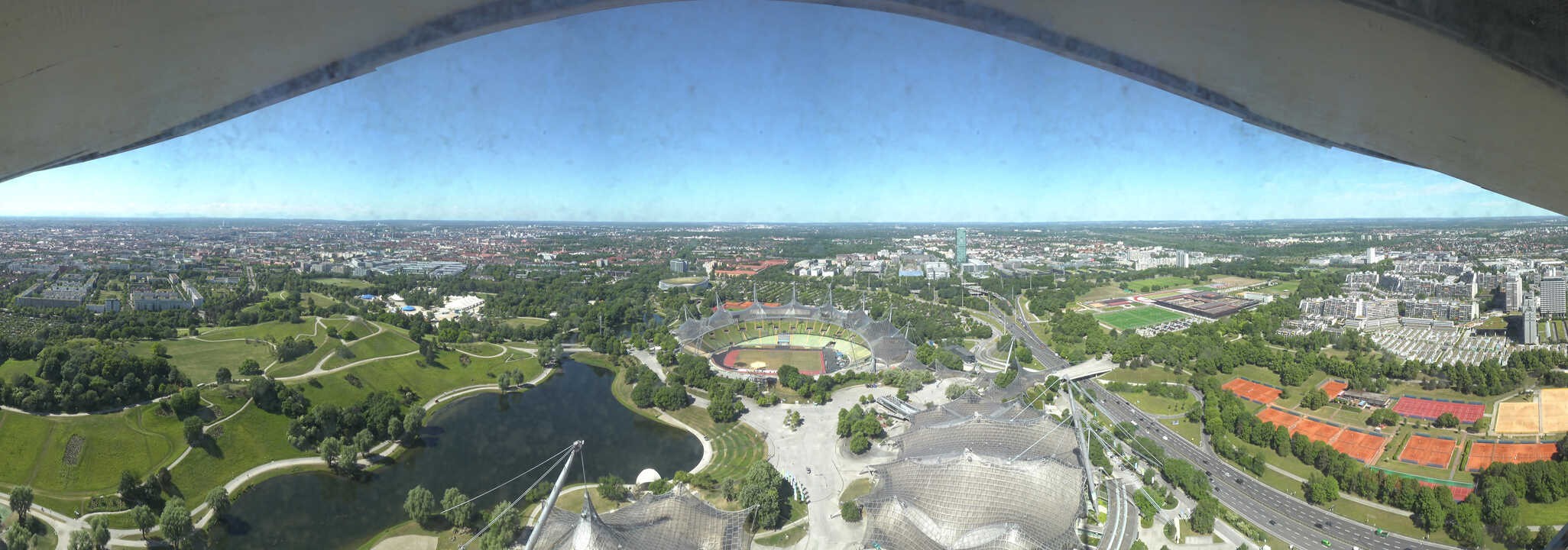 Archiv Foto Webcam München: Panorama Olympiastadion und Olympiapark