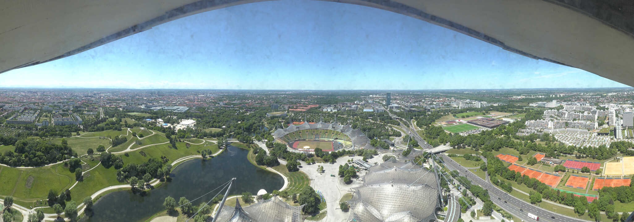 Archiv Foto Webcam München: Panorama Olympiastadion und Olympiapark