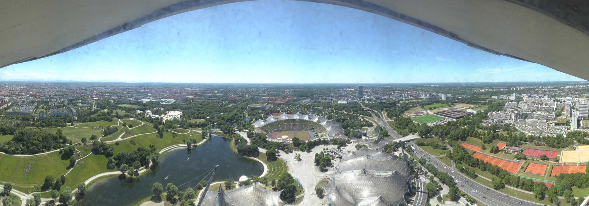 Archiv Foto Webcam München: Panorama Olympiastadion und Olympiapark