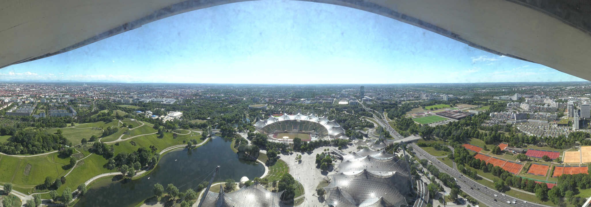 Archiv Foto Webcam München: Panorama Olympiastadion und Olympiapark
