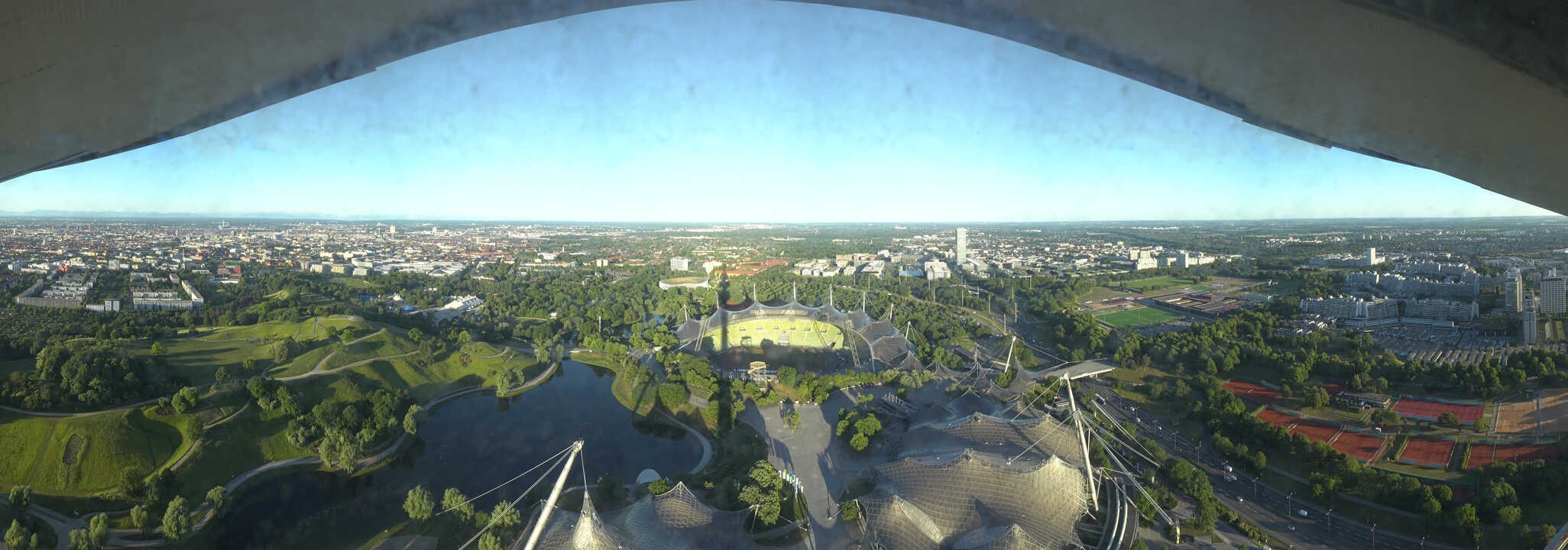 Archiv Foto Webcam München: Panorama Olympiastadion und Olympiapark