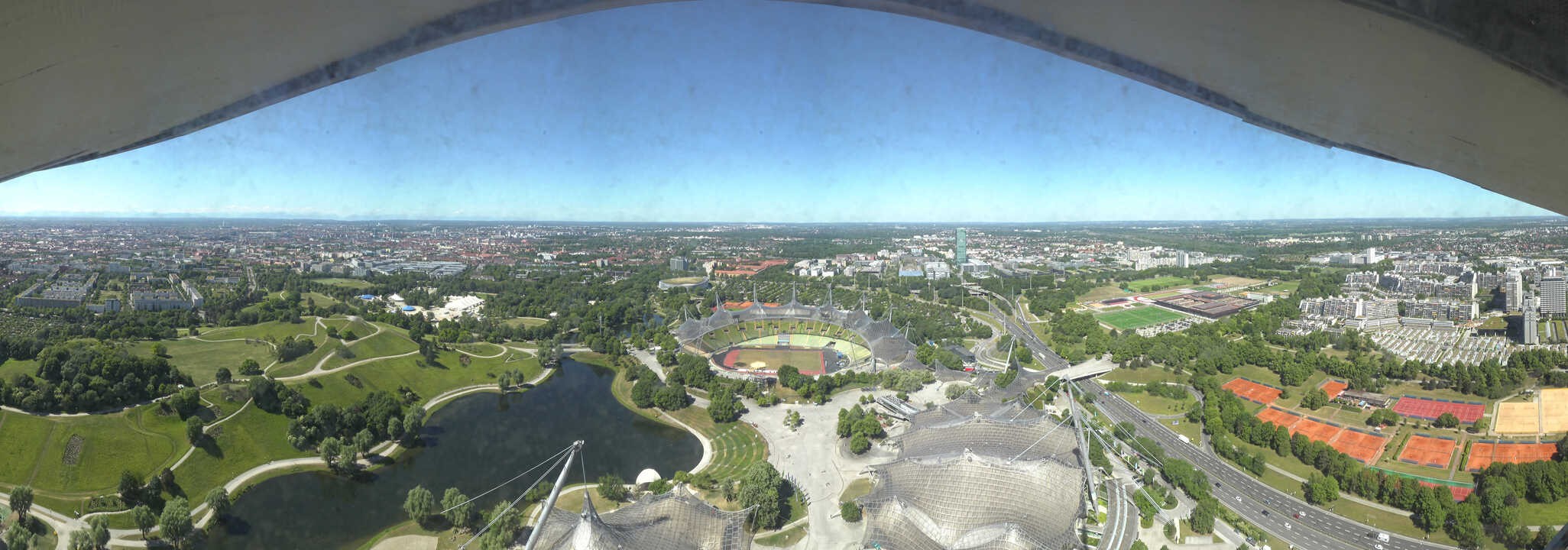 Archiv Foto Webcam München: Panorama Olympiastadion und Olympiapark