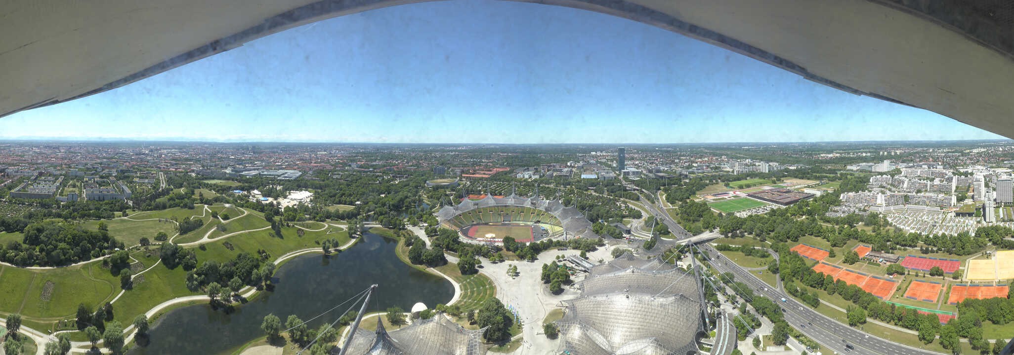 Archiv Foto Webcam München: Panorama Olympiastadion und Olympiapark