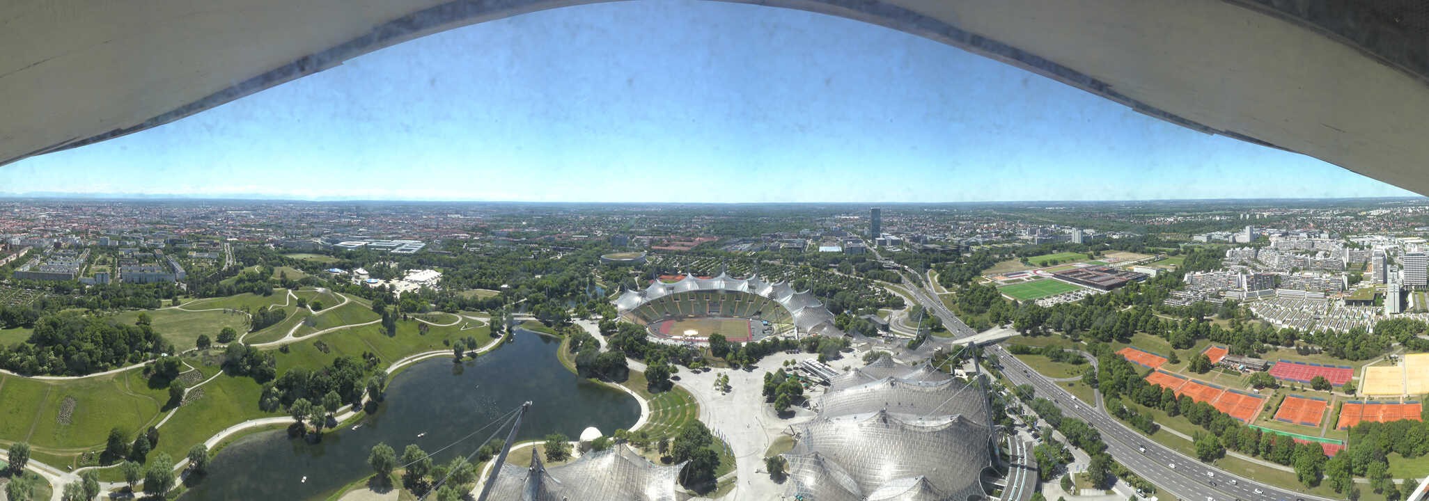 Archiv Foto Webcam München: Panorama Olympiastadion und Olympiapark