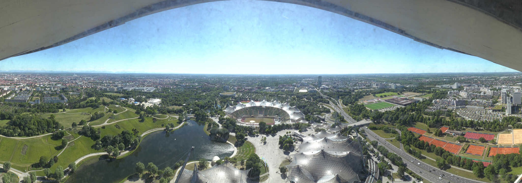 Archiv Foto Webcam München: Panorama Olympiastadion und Olympiapark