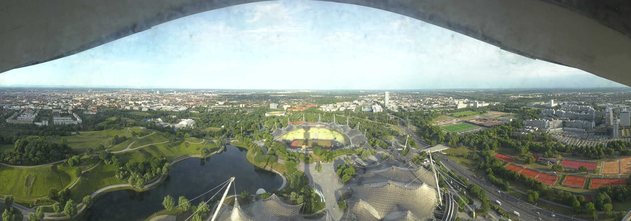 Archiv Foto Webcam München: Panorama Olympiastadion und Olympiapark