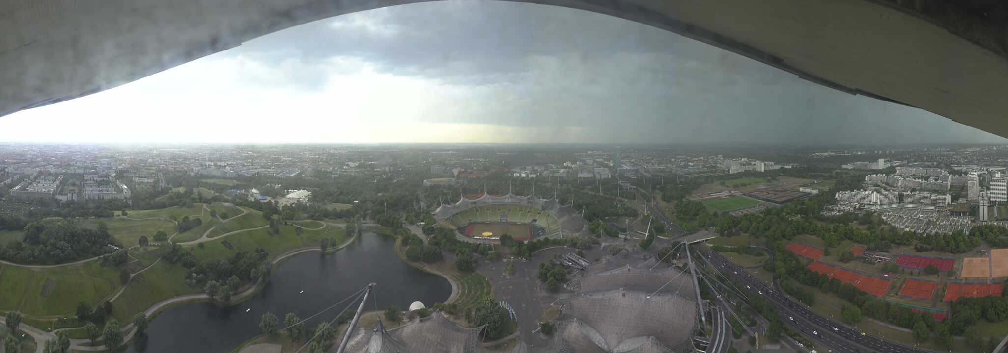 Archiv Foto Webcam München: Panorama Olympiastadion und Olympiapark