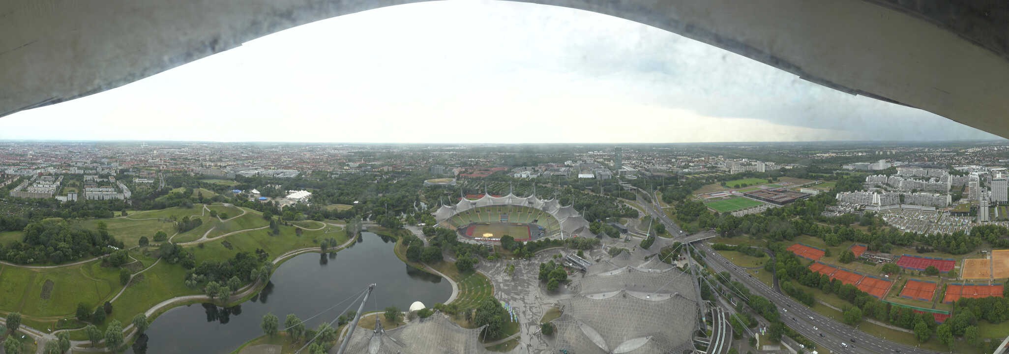 Archiv Foto Webcam München: Panorama Olympiastadion und Olympiapark