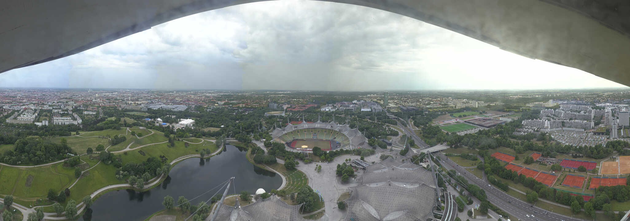 Archiv Foto Webcam München: Panorama Olympiastadion und Olympiapark