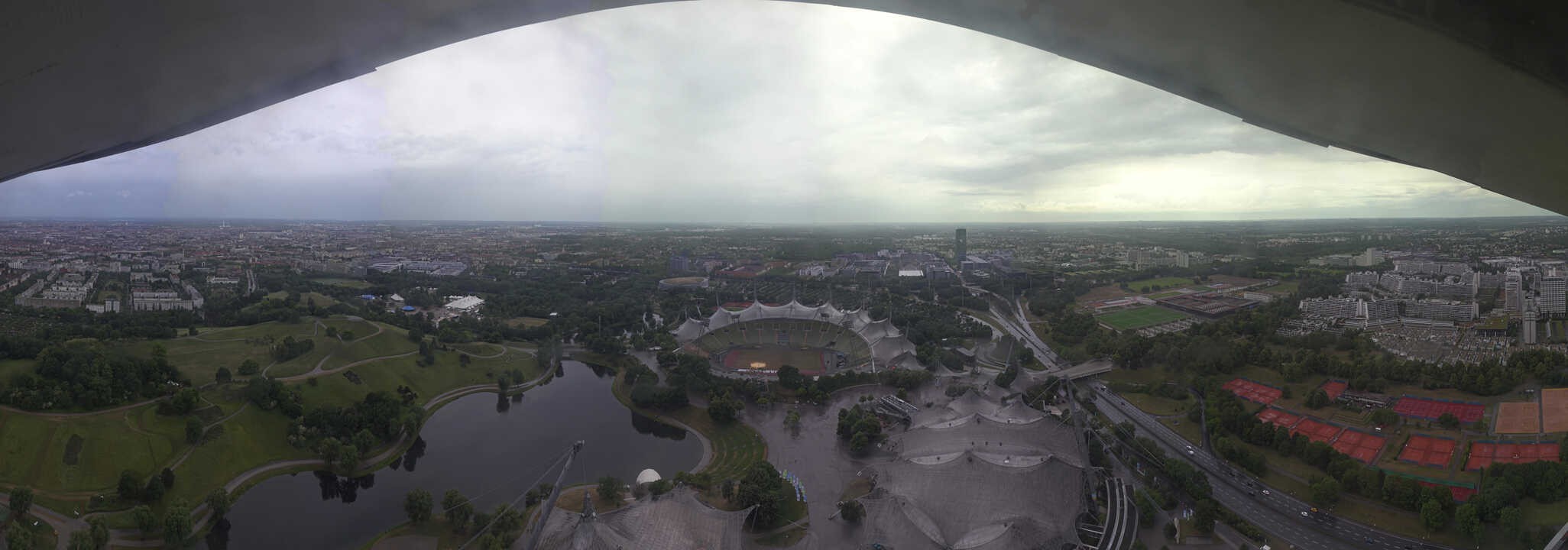 Archiv Foto Webcam München: Panorama Olympiastadion und Olympiapark