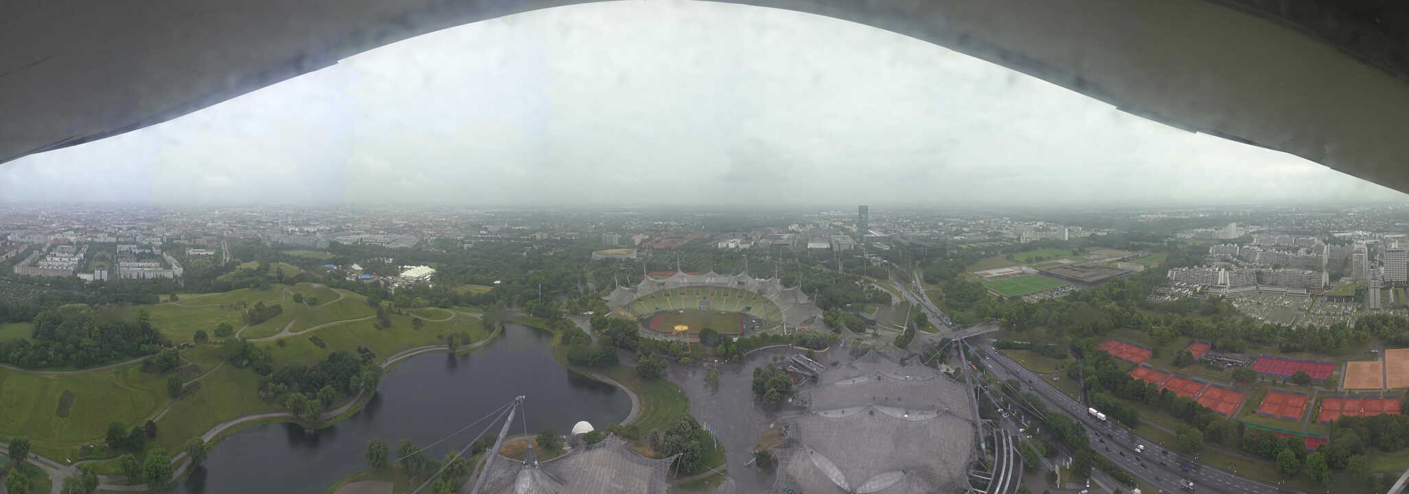 Archiv Foto Webcam München: Panorama Olympiastadion und Olympiapark