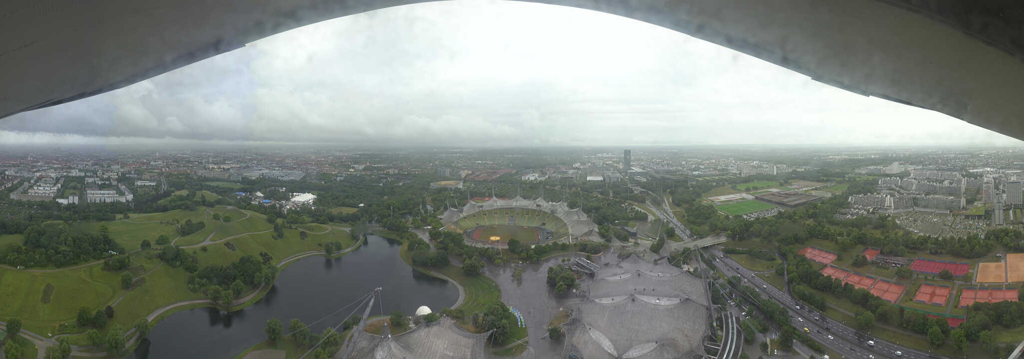Archiv Foto Webcam München: Panorama Olympiastadion und Olympiapark