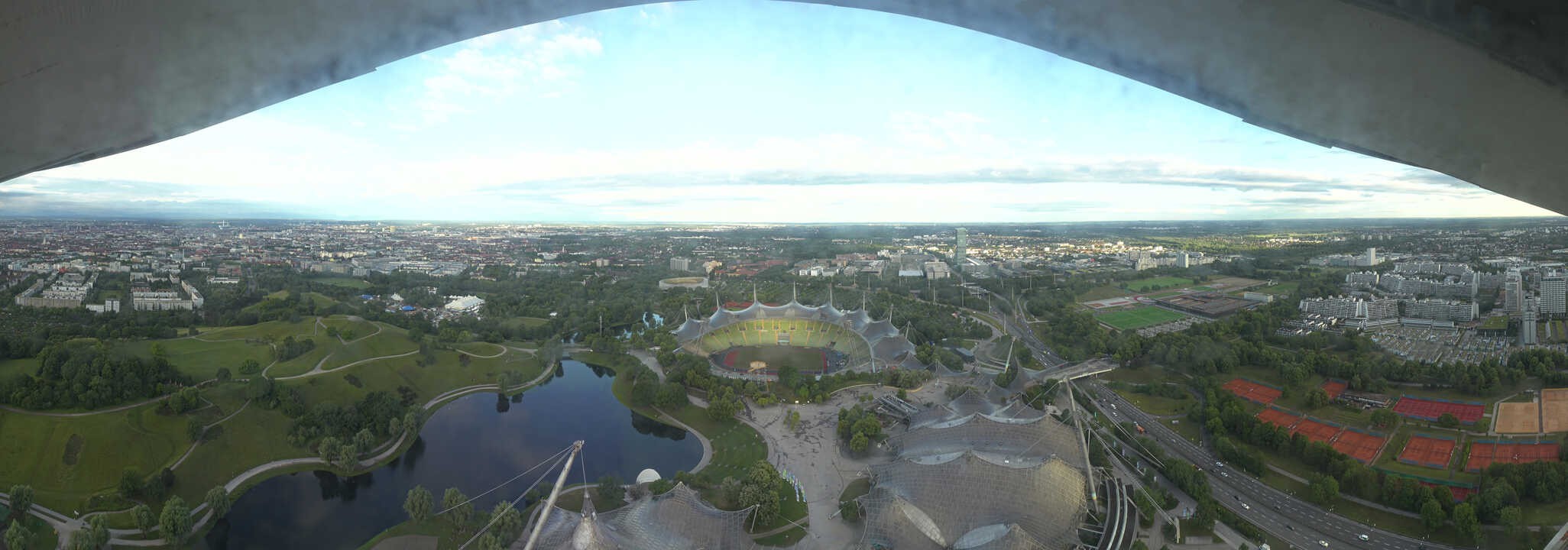 Archiv Foto Webcam München: Panorama Olympiastadion und Olympiapark