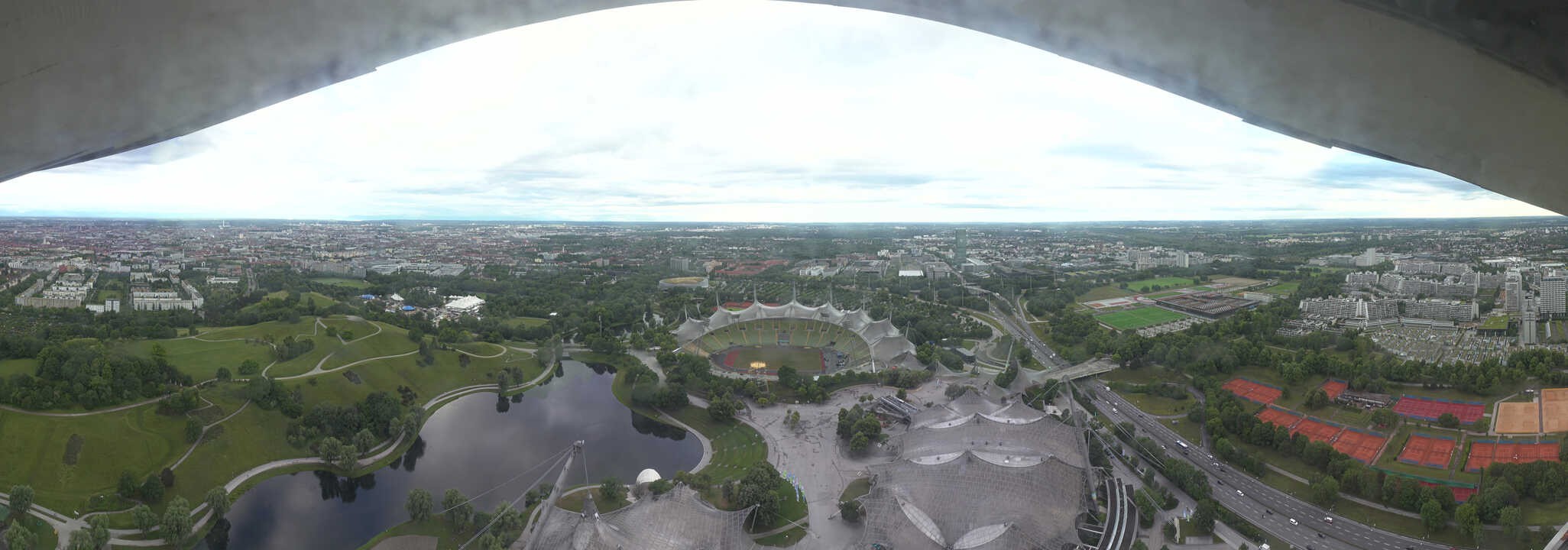 Archiv Foto Webcam München: Panorama Olympiastadion und Olympiapark