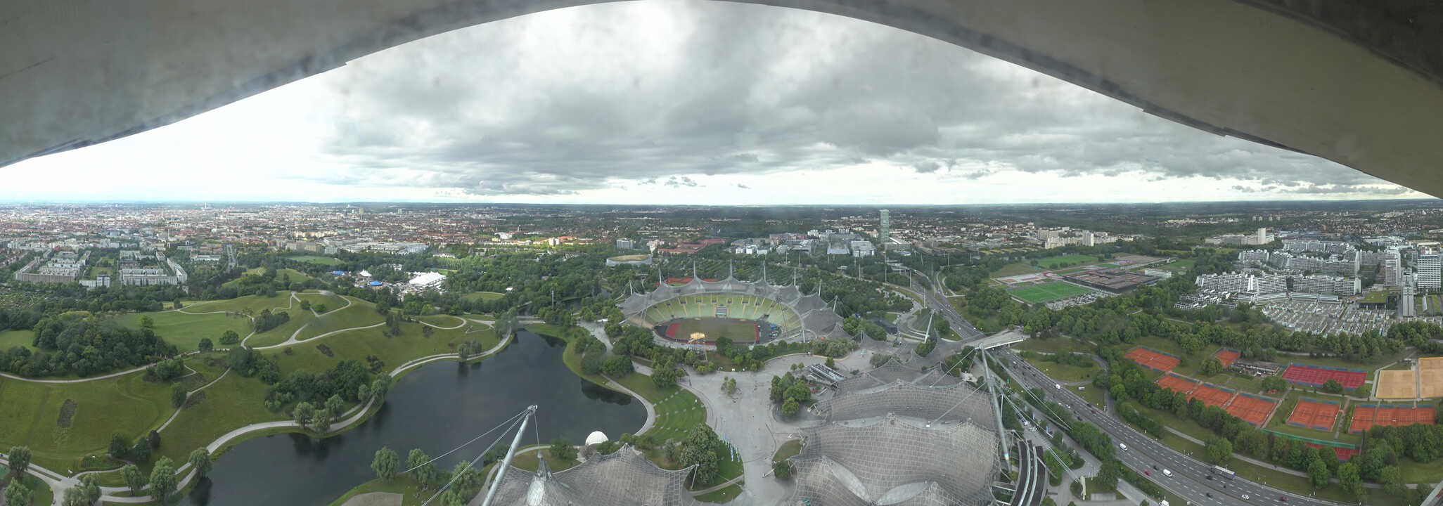 Archiv Foto Webcam München: Panorama Olympiastadion und Olympiapark