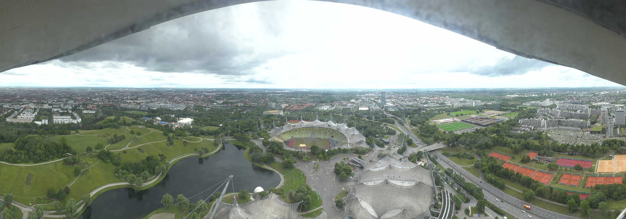 Archiv Foto Webcam München: Panorama Olympiastadion und Olympiapark