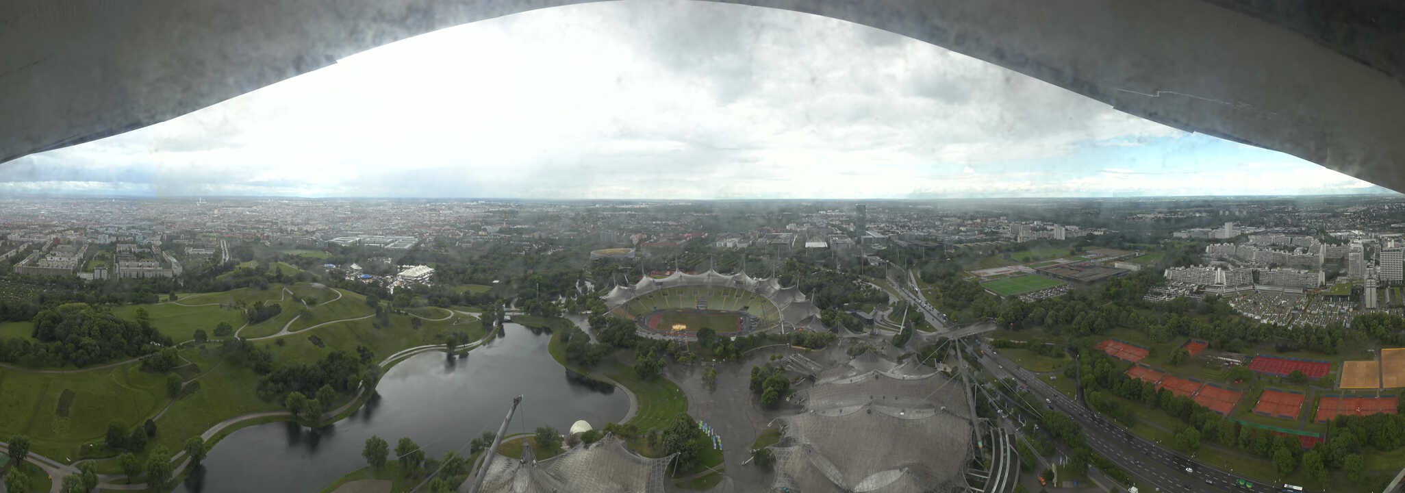 Archiv Foto Webcam München: Panorama Olympiastadion und Olympiapark