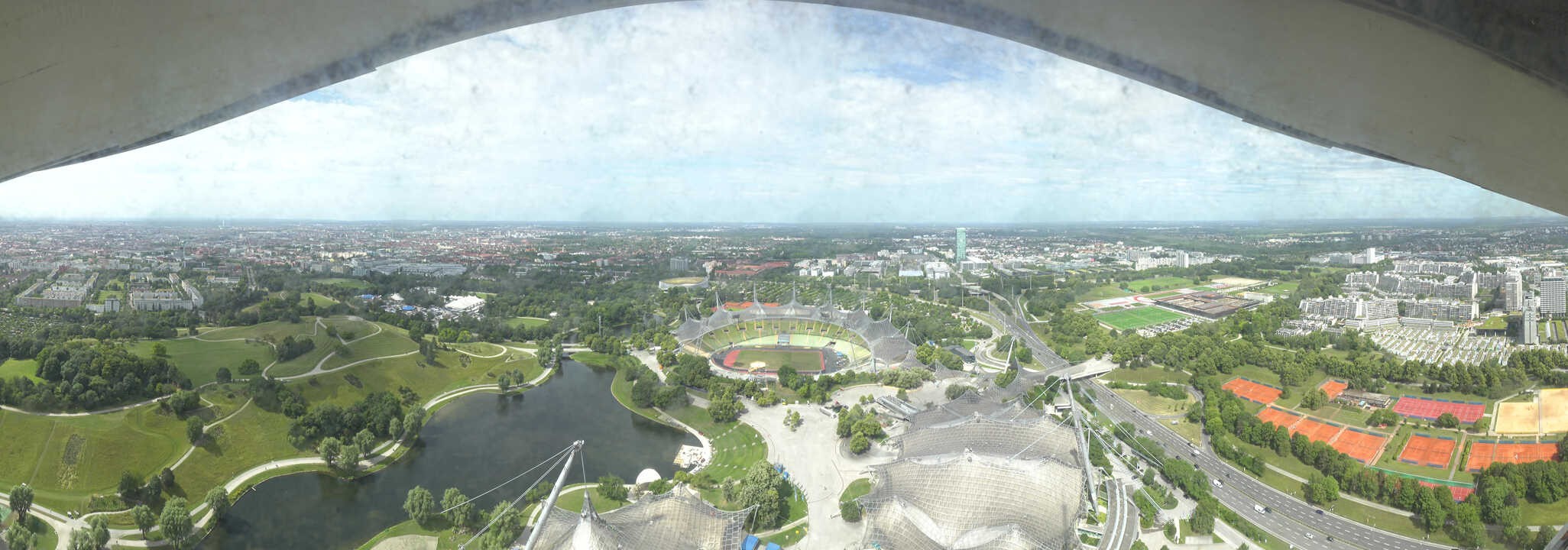 Archiv Foto Webcam München: Panorama Olympiastadion und Olympiapark