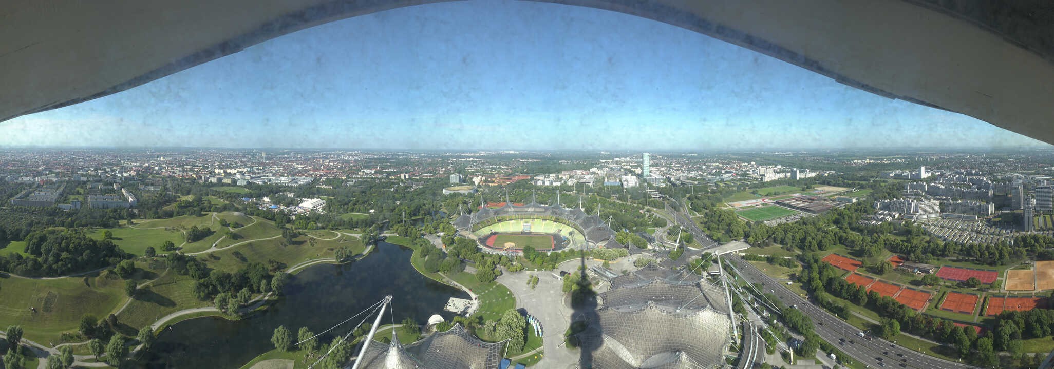 Archiv Foto Webcam München: Panorama Olympiastadion und Olympiapark