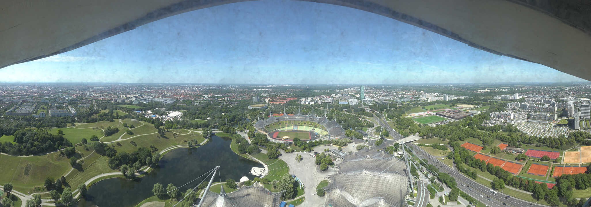 Archiv Foto Webcam München: Panorama Olympiastadion und Olympiapark