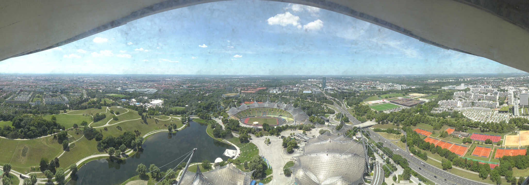 Archiv Foto Webcam München: Panorama Olympiastadion und Olympiapark