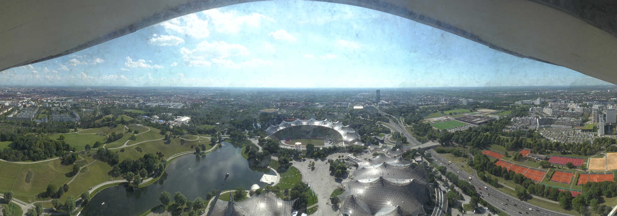 Archiv Foto Webcam München: Panorama Olympiastadion und Olympiapark
