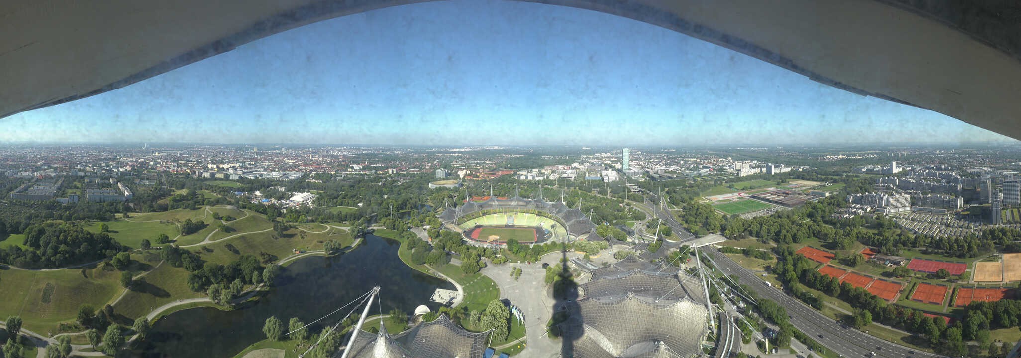 Archiv Foto Webcam München: Panorama Olympiastadion und Olympiapark