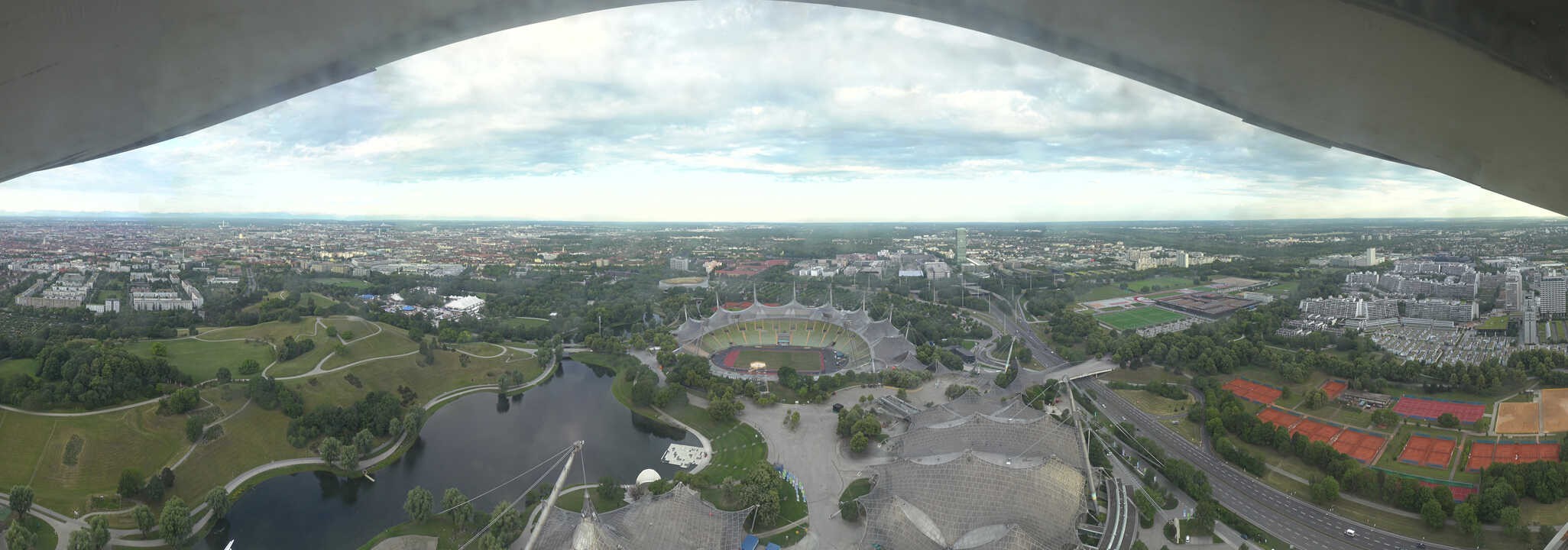 Archiv Foto Webcam München: Panorama Olympiastadion und Olympiapark