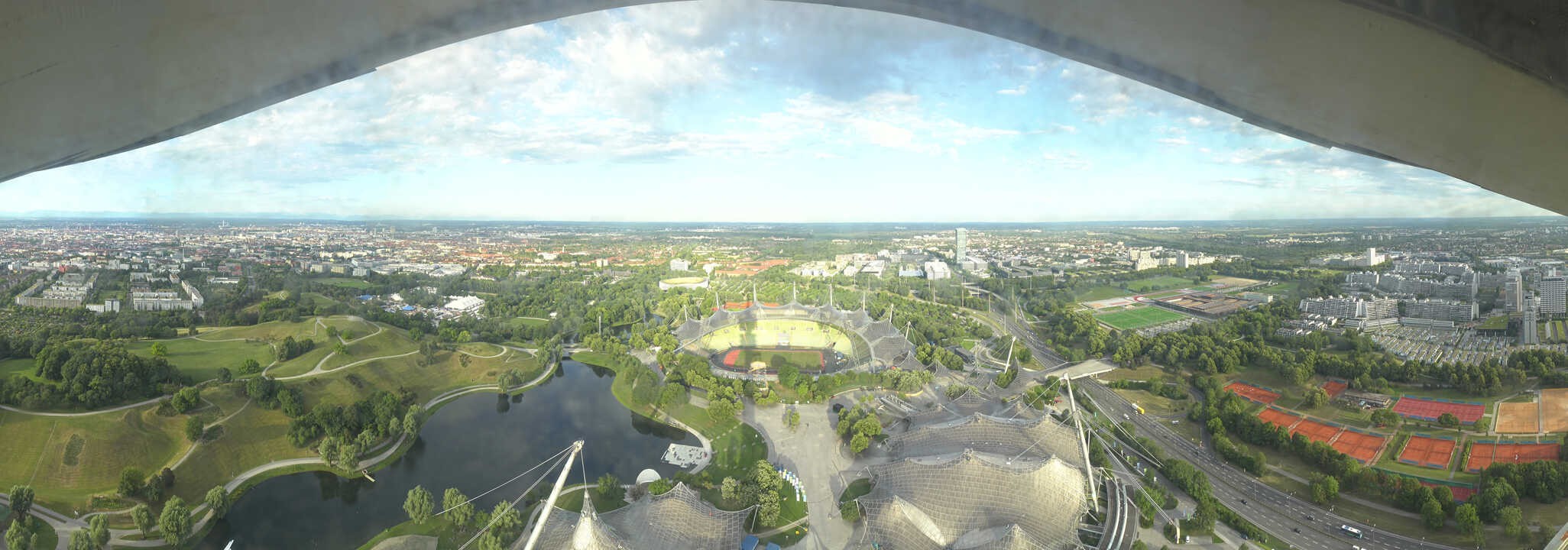 Archiv Foto Webcam München: Panorama Olympiastadion und Olympiapark