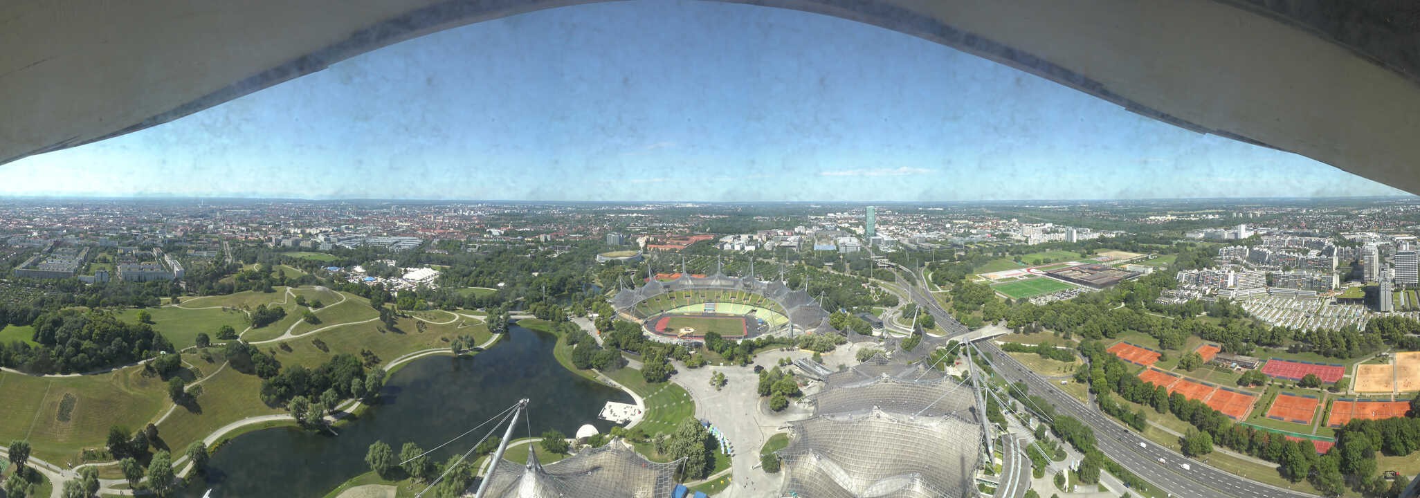 Archiv Foto Webcam München: Panorama Olympiastadion und Olympiapark
