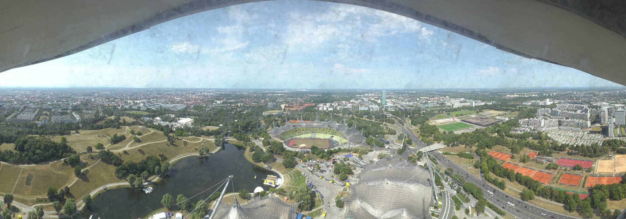 Archiv Foto Webcam München: Panorama Olympiastadion und Olympiapark