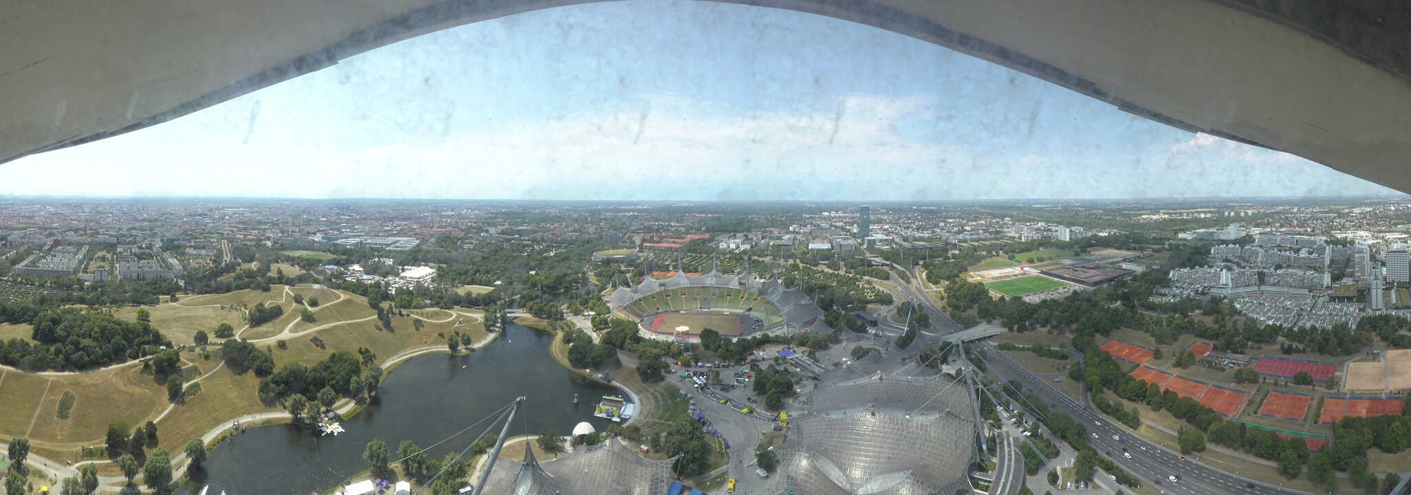 Archiv Foto Webcam München: Panorama Olympiastadion und Olympiapark