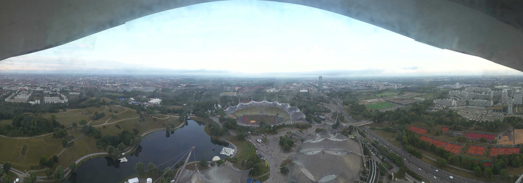 Archiv Foto Webcam München: Panorama Olympiastadion und Olympiapark