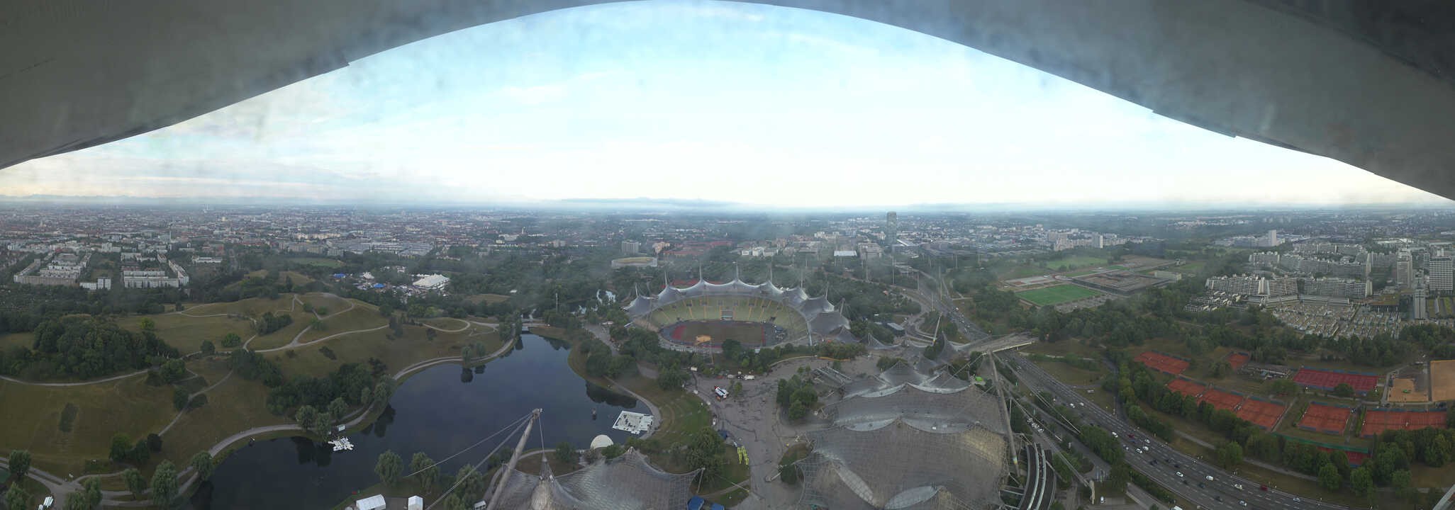 Archiv Foto Webcam München: Panorama Olympiastadion und Olympiapark