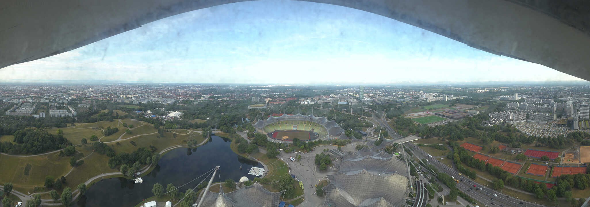 Archiv Foto Webcam München: Panorama Olympiastadion und Olympiapark