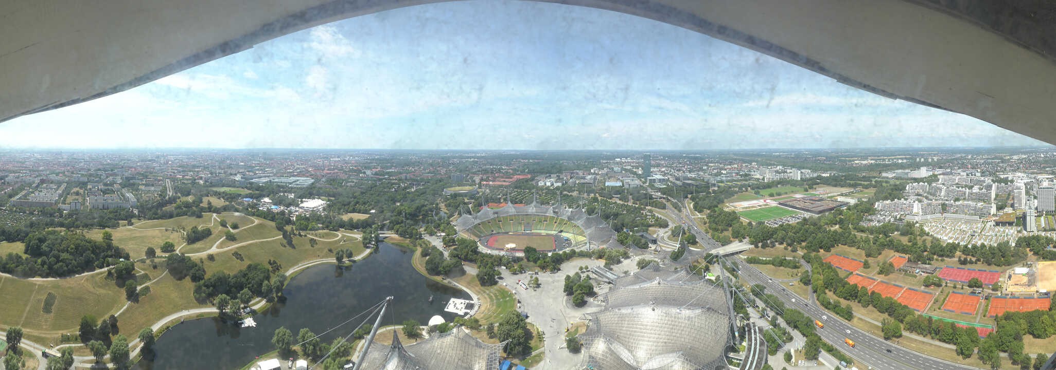 Archiv Foto Webcam München: Panorama Olympiastadion und Olympiapark