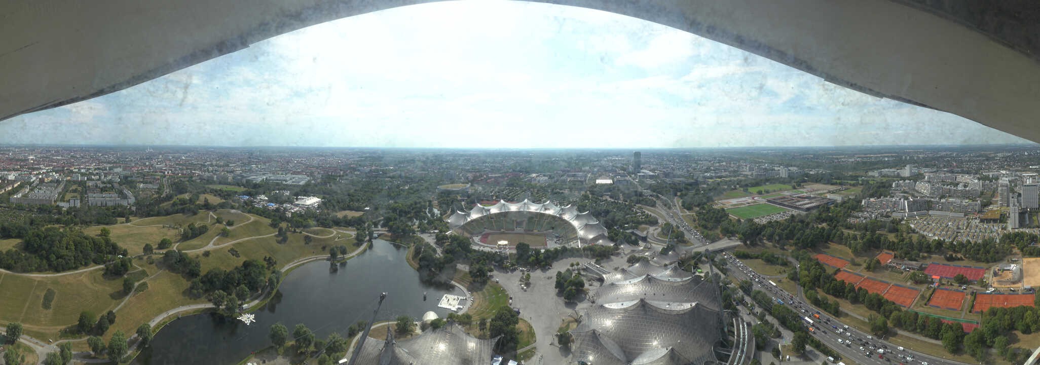 Archiv Foto Webcam München: Panorama Olympiastadion und Olympiapark