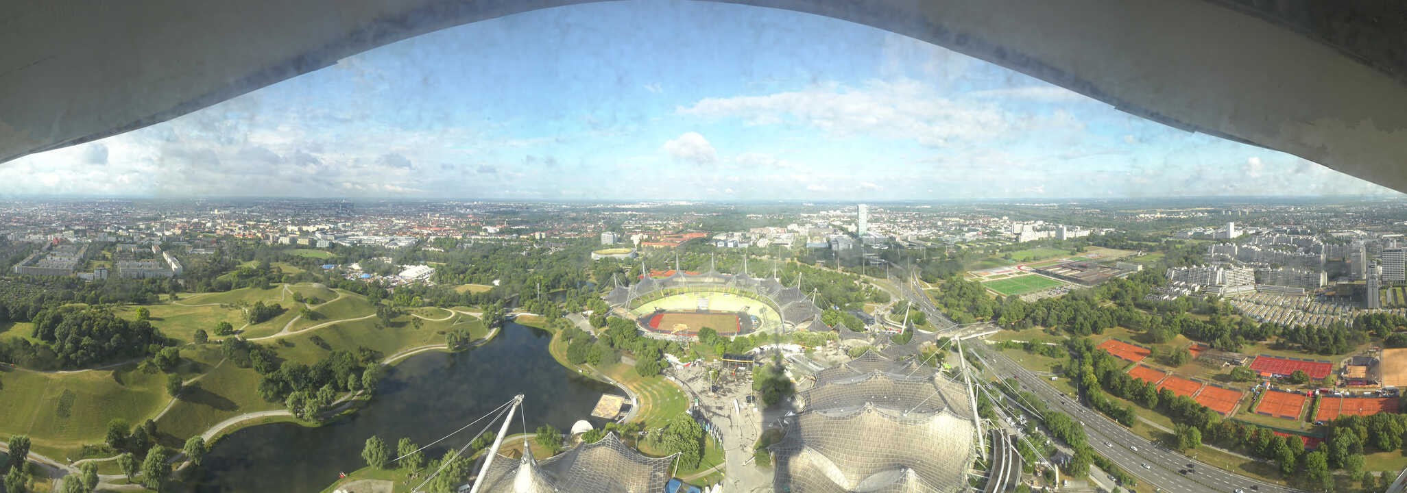 Archiv Foto Webcam München: Panorama Olympiastadion und Olympiapark