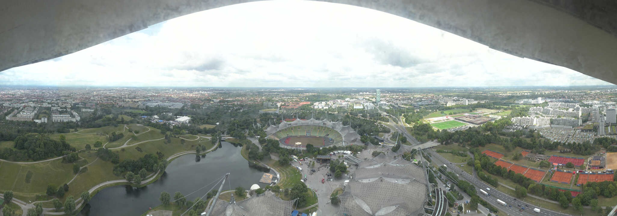 Archiv Foto Webcam München: Panorama Olympiastadion und Olympiapark