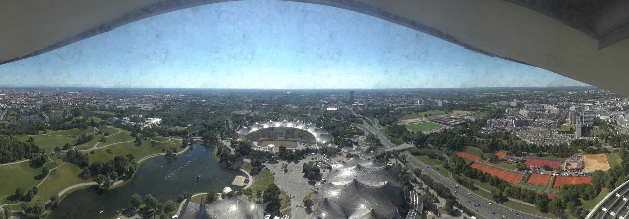 Archiv Foto Webcam München: Panorama Olympiastadion und Olympiapark