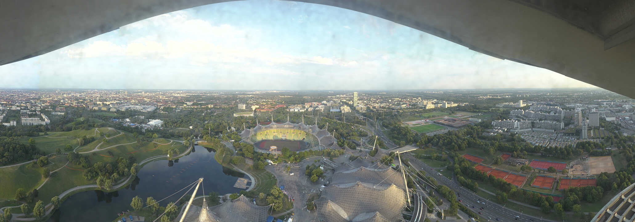 Archiv Foto Webcam München: Panorama Olympiastadion und Olympiapark