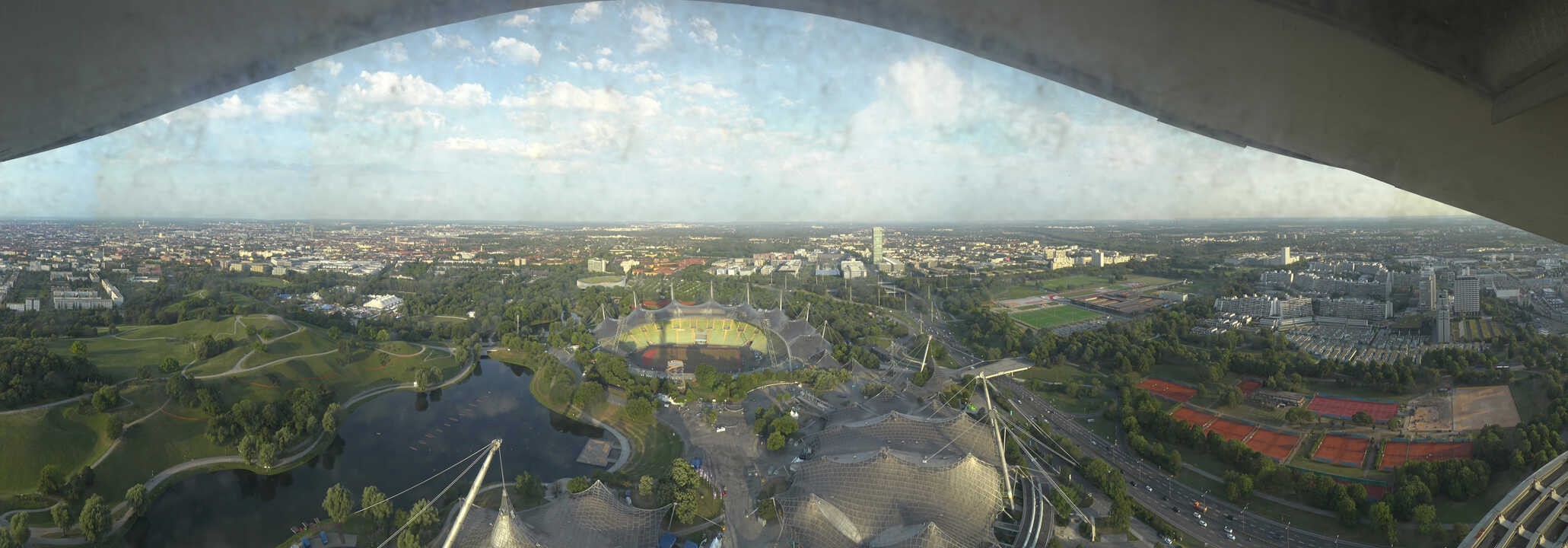 Archiv Foto Webcam München: Panorama Olympiastadion und Olympiapark