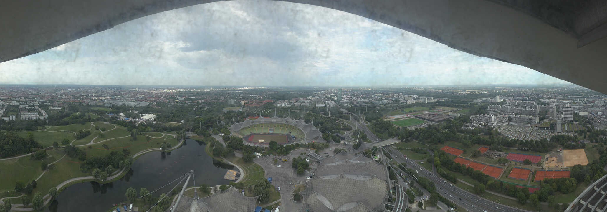 Archiv Foto Webcam München: Panorama Olympiastadion und Olympiapark