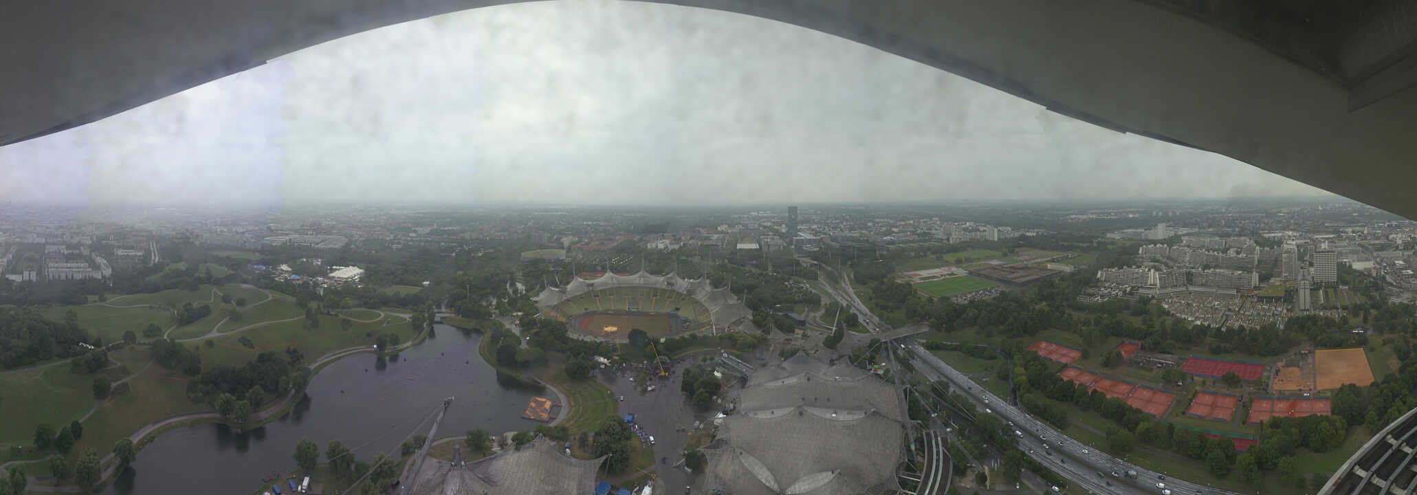 Archiv Foto Webcam München: Panorama Olympiastadion und Olympiapark