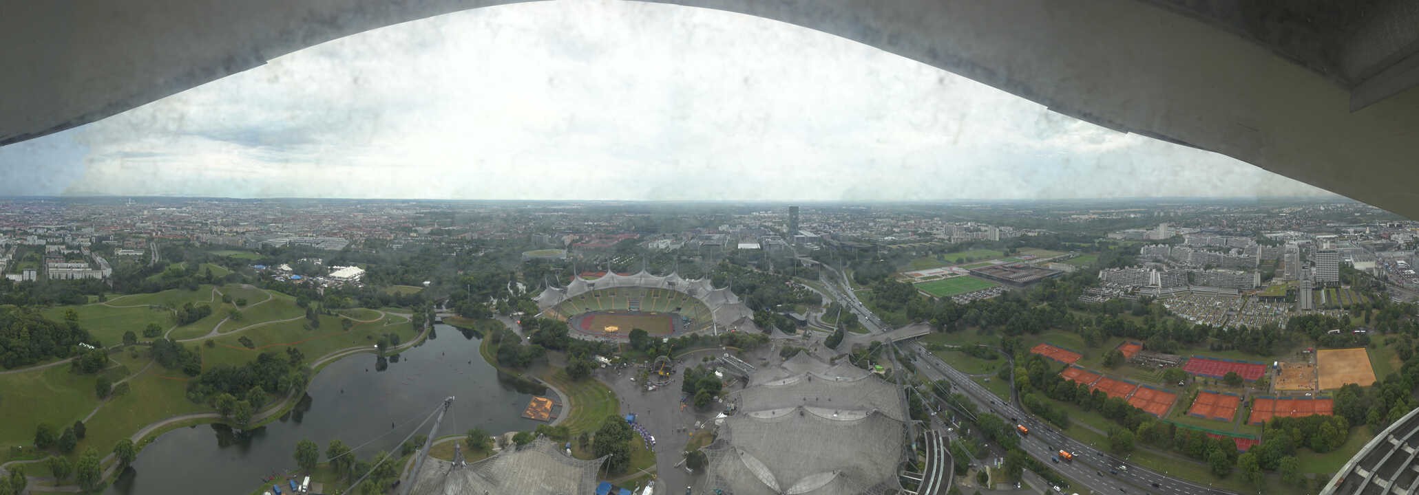 Archiv Foto Webcam München: Panorama Olympiastadion und Olympiapark