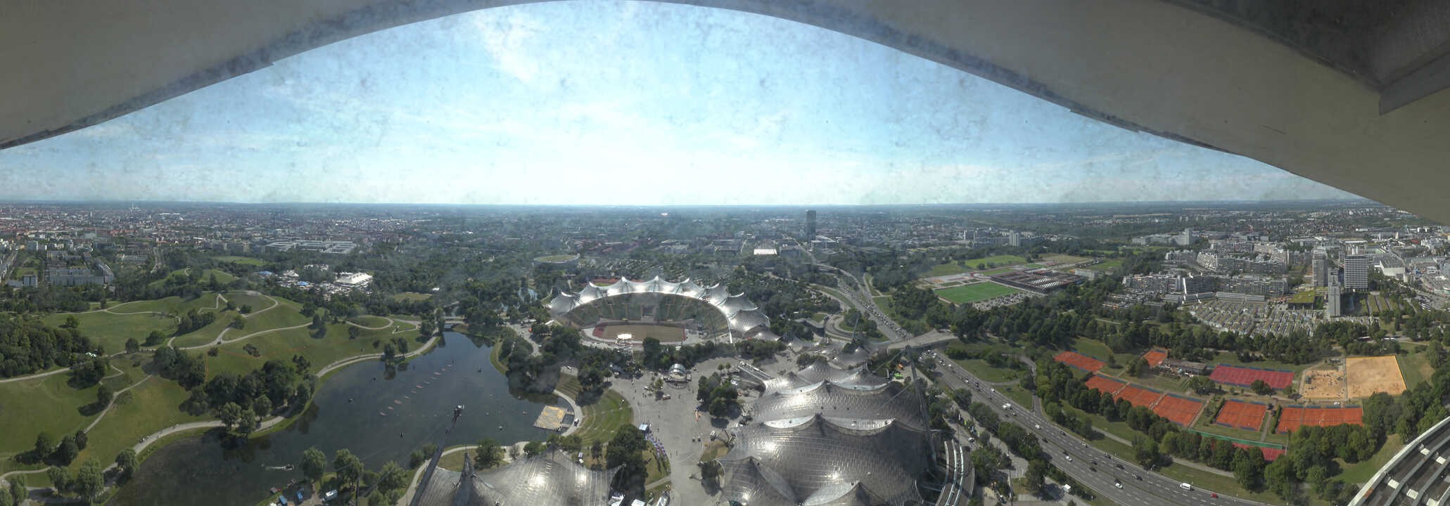 Archiv Foto Webcam München: Panorama Olympiastadion und Olympiapark