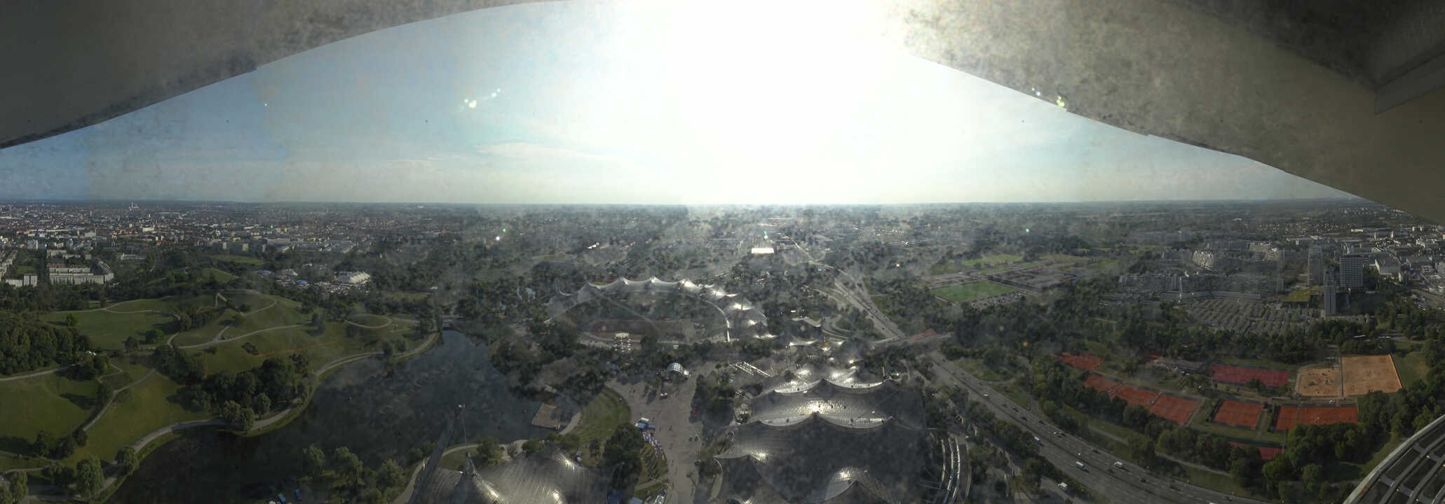 Archiv Foto Webcam München: Panorama Olympiastadion und Olympiapark