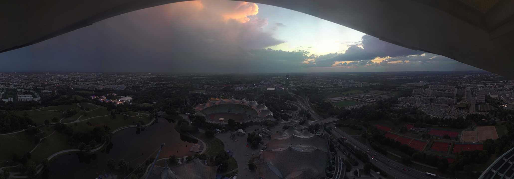 Archiv Foto Webcam München: Panorama Olympiastadion und Olympiapark